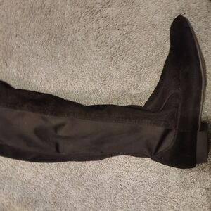 Black Suede Knee-High Boots